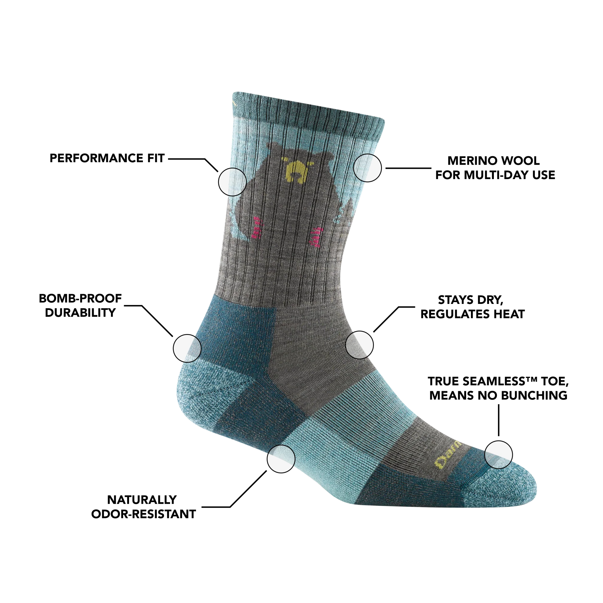 Women's Bear Town Micro Crew Lightweight Hiking Socks - Image 11